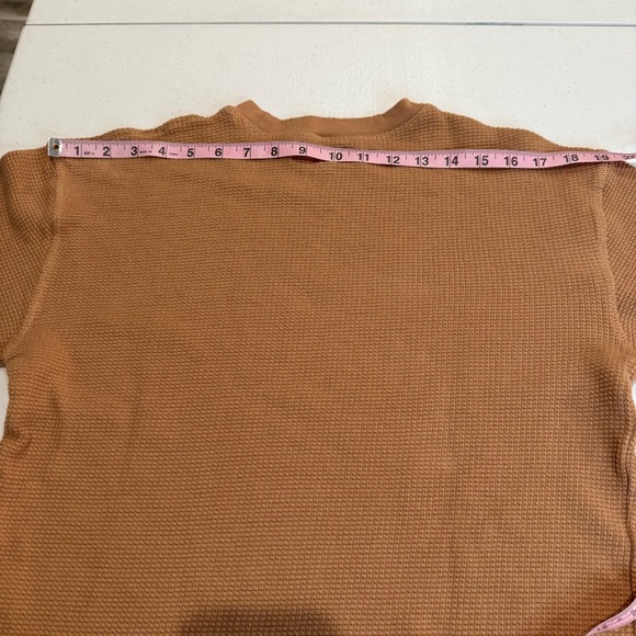 Pacsun Distressed Waffle Knit Shirt Long Sleeve T-Shirt Camel Men’s Size Small - Picture 7 of 9